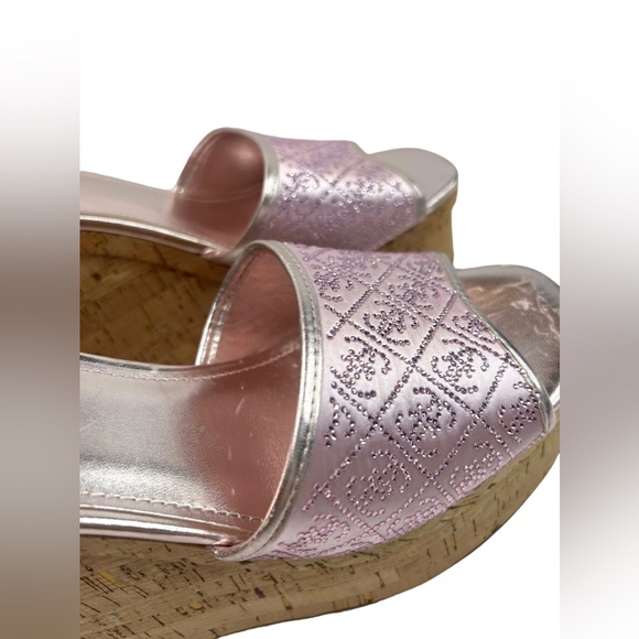GUESS Womens Pink Cork 2" Platform Catiaee Toe Wedge Slip On Heeled Sandal 8.5 M - Picture 12 of 16